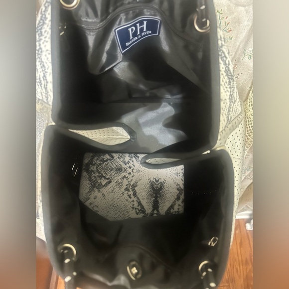 Parker & Hyde Silver Python and Grey Neoprene Stripe Tote - Picture 12 of 13